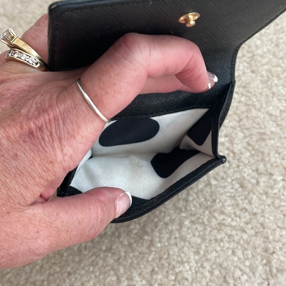 Kate Spade black nylon wallet with black polka dot interior. - Picture 4 of 4